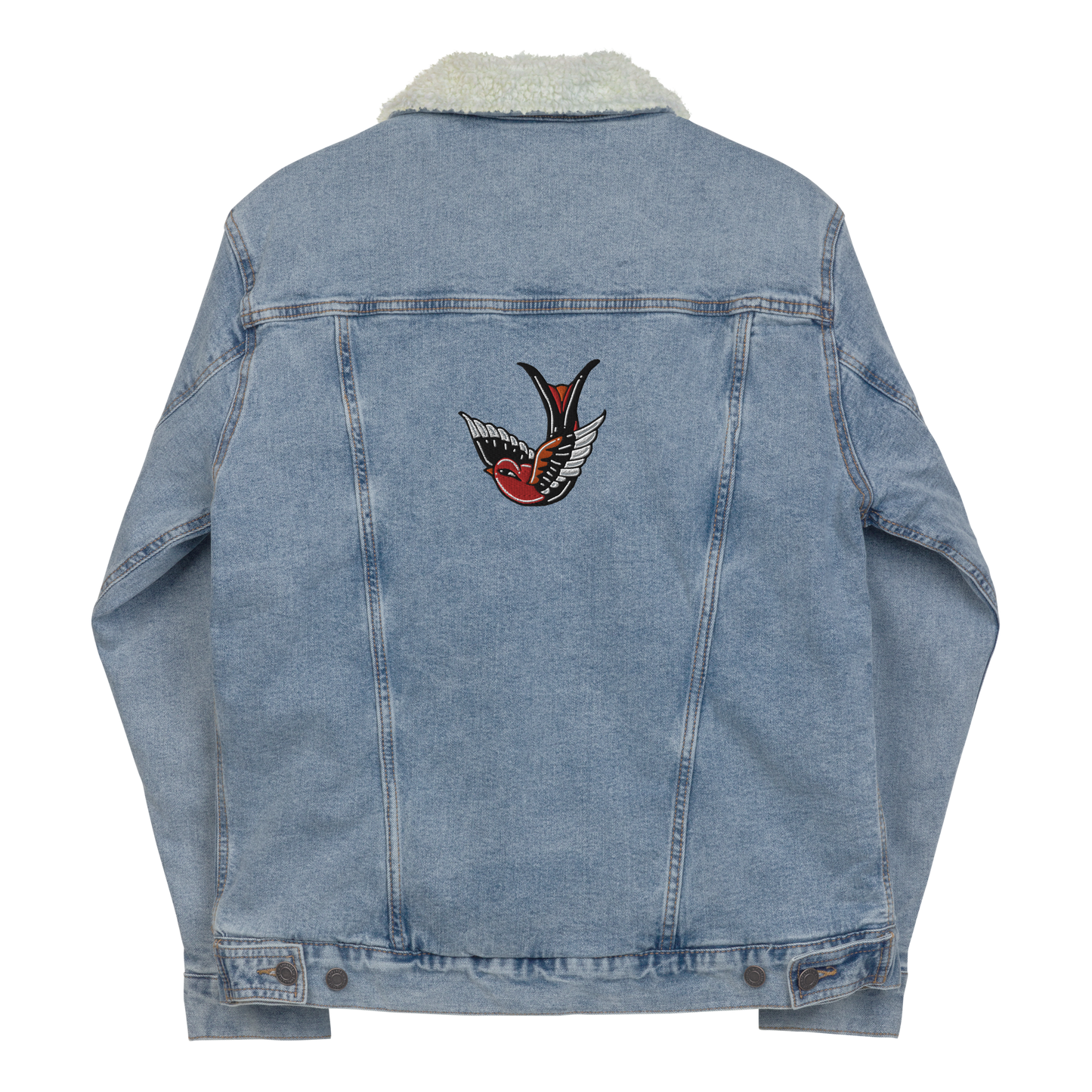 Denim Sherpa Jacket - Embroidered