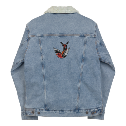 Denim Sherpa Jacket - Embroidered