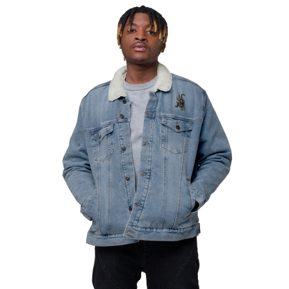 Denim Sherpa Jacket - Embroidered