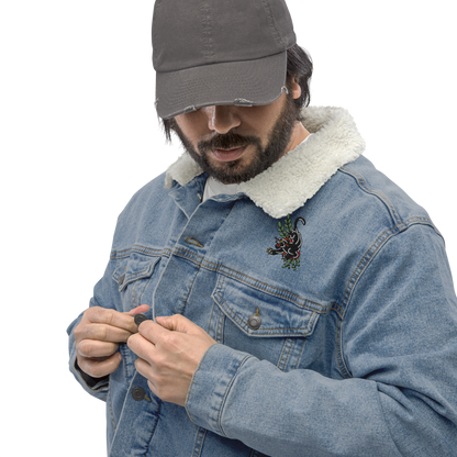 Denim Sherpa Jacket - Embroidered