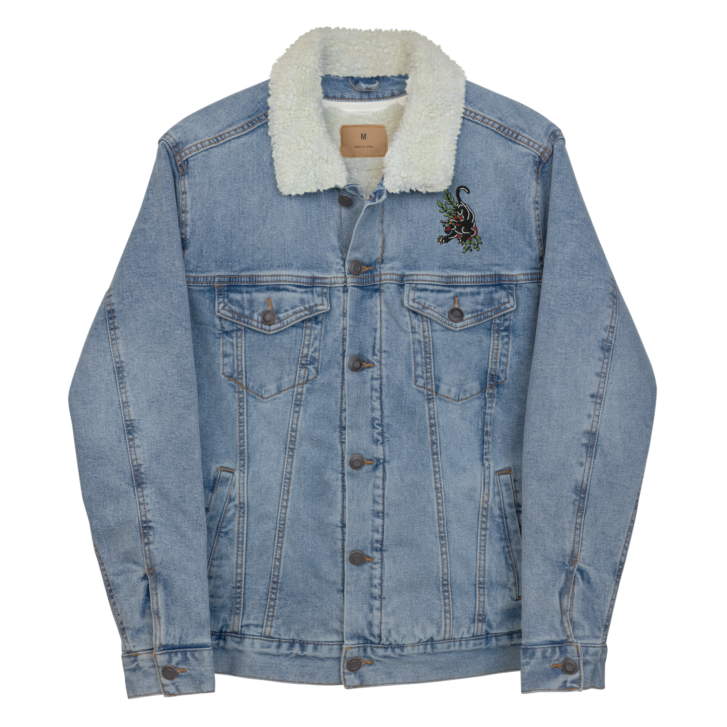 Denim Sherpa Jacket - Embroidered